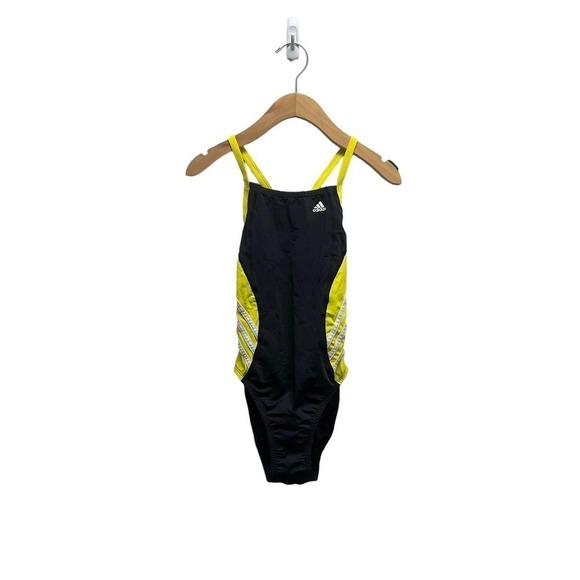 Adidas Solid Splice Vortex Back One Piece Swimsuit Yellow - Picture 3 of 6